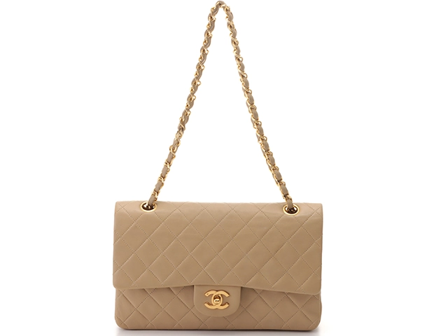 CHANEL シャネル マトラッセWフラップチェーンショルダー ベージュ/GP  
