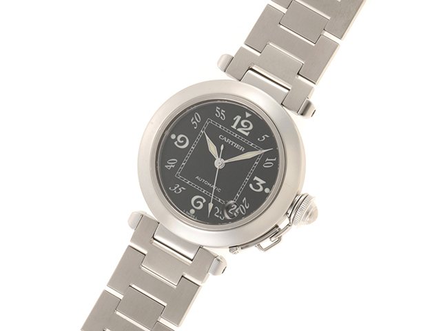 T135 カルティエ パシャC 35mm 黒アラビア W31043M7 オート T135