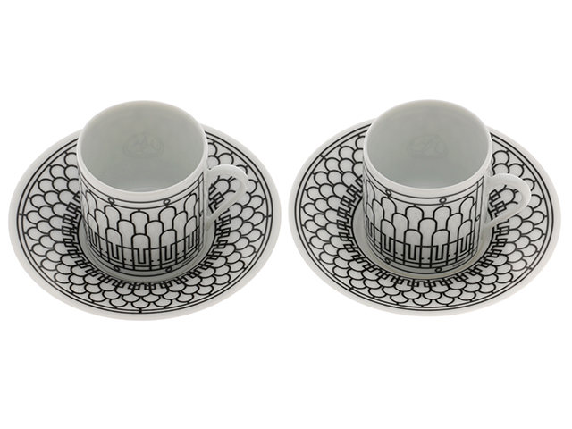 HERMES エルメス 食器 Hデコ コーヒーカップ&ソーサー 2点 HERMES エルメス 食器 Hデコ コーヒーカップ&ソーサー 2点