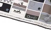 HERMES　エルメス　カレ90 HERMES EN VOYAGE アントラシット／ブラン／セピア　シルク【472】N