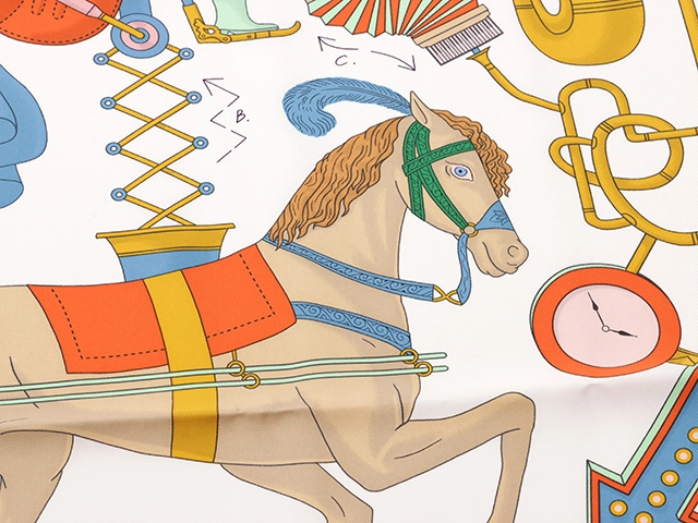 HERMES  エルメス　カレ90 TEA FOR TWO ブラン／シクラメン／マルチ【471】N