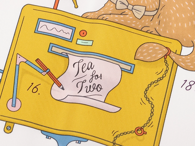 HERMES  エルメス　カレ90 TEA FOR TWO ブラン／シクラメン／マルチ【471】N