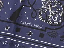 HERMES　エルメス　バンダナ55 LES CLES マリン／ノワール／ホワイト【471】N