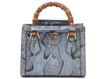 GUCCI グッチ ダイアナ ミニトートバッグ ライトブルー パイソン 