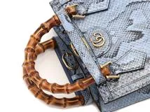 GUCCI グッチ ダイアナ ミニトートバッグ ライトブルー パイソン
