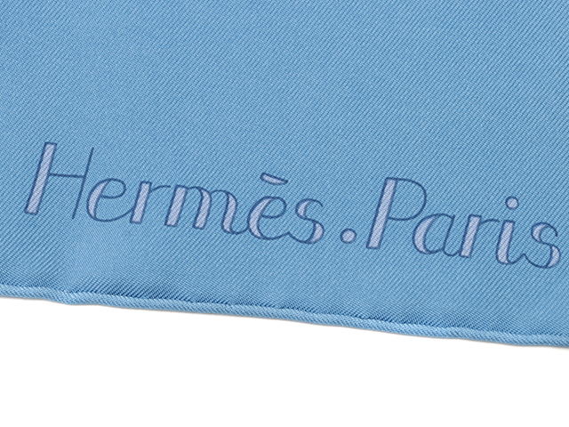 未使用品♡HERMES エルメス カレ スカーフ ブルー×オレンジ HERMES(エルメス) カレ90 シルクスカーフ オレンジ×ホワイト