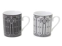 HERMES　エルメス　食器　マグカップ　Hデコ　２個セット　ホワイト／ブラックカラー　陶器　箱なし　新品同様【430】2143000657879