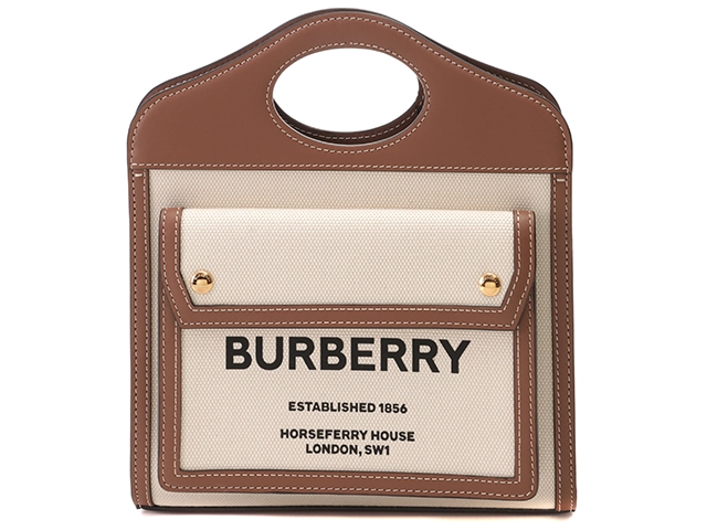 BURBERRY バーバリー ショルダーバッグ ミニポケットバッグ ナチュラル/モルトブラウン キャンバス/レザー 8039361【430】 の購入 なら「質」の大黒屋（公式）