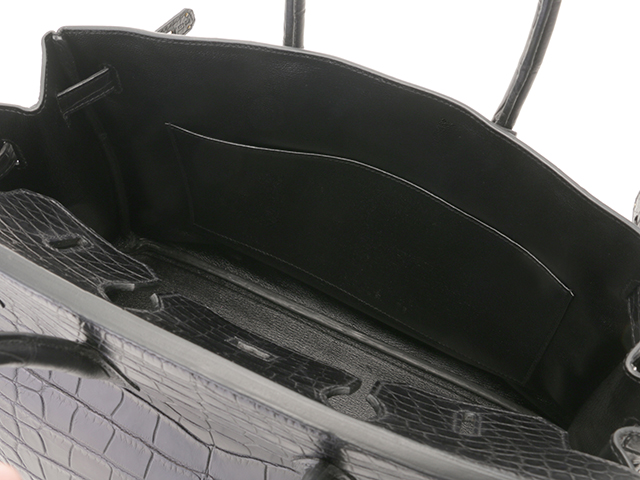 HERMES　エルメス　バーキン35　アリゲーター・マット　ブラック　ゴールド金具　□Q刻印　【432】2143000659446