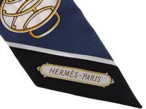 HERMES エルメス 　小物　ツイリー LIFT PROFILE 　063777S　ネイビー　ゴールド　433