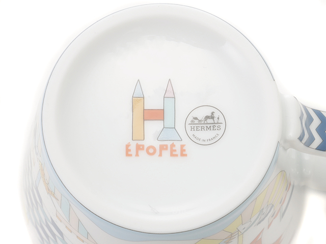 HERMES エルメス マグカップ エポペ ホワイト/マルチカラー HERMES エルメス マグカップ エポペ ホワイト/マルチカラー