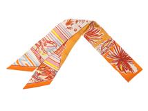 HERMES  エルメス 　小物　トゥイリーRAYURES D'ETE 　オレンジ　シルク　063850S 09　2023年製造【472】HA