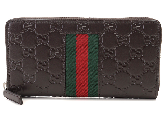 GUCCI グッチ グッチシマ ラウンド長財布 ブラウン レザー【460