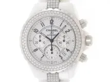 CHANEL シャネル 時計 J12クロノグラフ ベゼルブレスダイヤ H1707 自動  