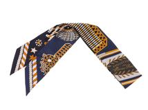 HERMES エルメス 小物 スカーフ トゥイリー EPAULETTES DE GALA マリン ゴールド ブラン シルク 2143000664075【430】