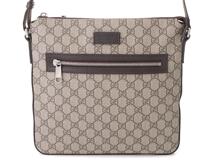 GUCCI　グッチ　GGスプリームショルダーバッグ　ベージュ / ダークブラウン　PVC　406408　2143000664174　【205】