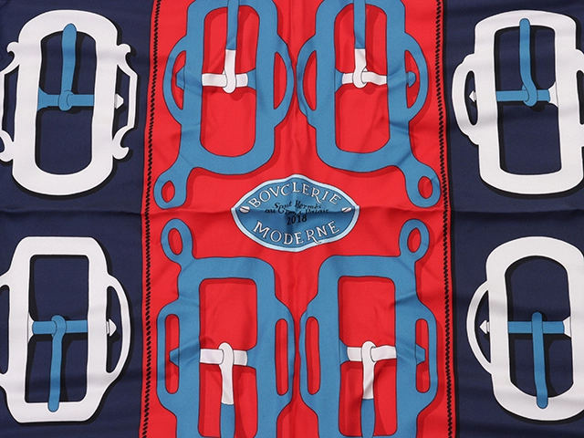 HERMES　エルメス　カレ90　BOVCLERIE MODERNE　ルージュ　シルク　【431】