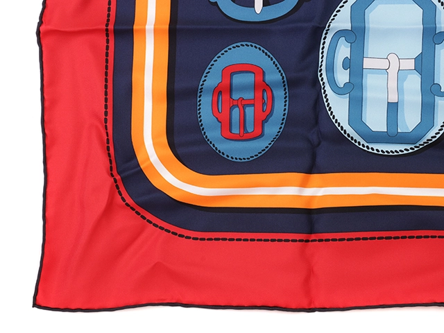 HERMES　エルメス　カレ90　BOVCLERIE MODERNE　ルージュ　シルク　【431】