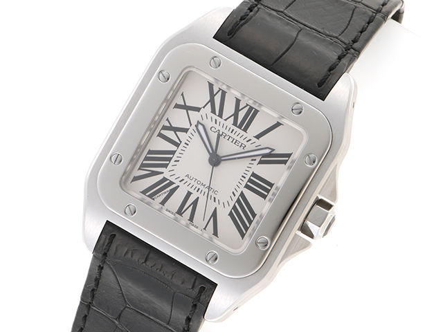 Cartier　カルティエ　時計　サントス　１００　LM　W20076X8　SS/革　自動巻き式　2143000671387　【437】