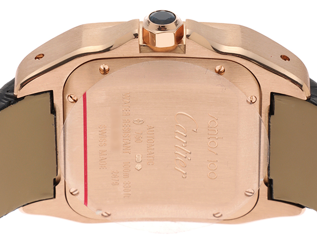 〇Cartier サントス 100 LM 2656 革ベルト FZ8118 カルティエ サントス100 18KPG LMサイズ 革ベルト - 腕時計専門