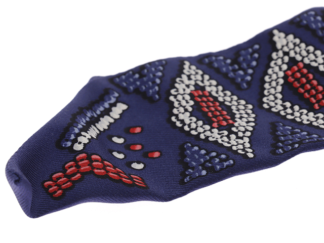 HRMES エルメス ツイリー KELLY EN PERLE インディゴ/コーラル/ブルー