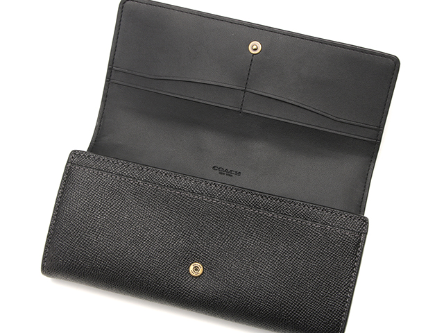 COACH コーチ 長財布 フラップウォレット ブラックレザー CH803