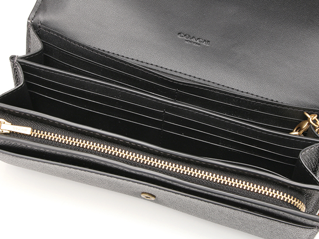 COACH コーチ 長財布 フラップウォレット ブラックレザー CH803