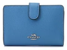 COACH コーチ 二つ折り財布 レザー ライトブルー シルバー金具
