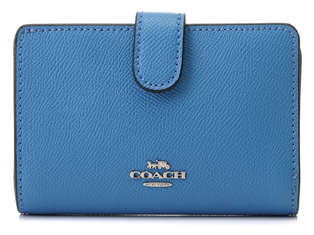 COACH コーチ 二つ折り財布 レザー ライトブルー シルバー金具 F11484