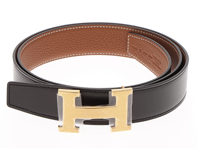 HERMES エルメス ベルトバックルH&リバーシブルベル32mm #100 ブラック 