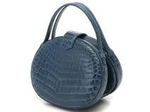 LOEWE　ロエベ　ラウンド２wayバッグ ブルー クロコダイル　【472】KS