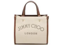 JIMMY CHOO ジミーチュウ アヴェニュートートバッグS ナチュラル/ブラウン キャンバス/レザー VARENNETOTEBAGSRBJ【434】