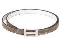 HERMES　エルメス　フォーカスベルト　 13mm　 エトゥープ　ホワイト　SV　【431】2143000687692