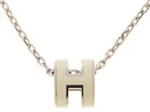 HERMES　エルメス　ポップアッシュ・ミニネックレス　ホワイト　ステンレス　2143000688491　【432】