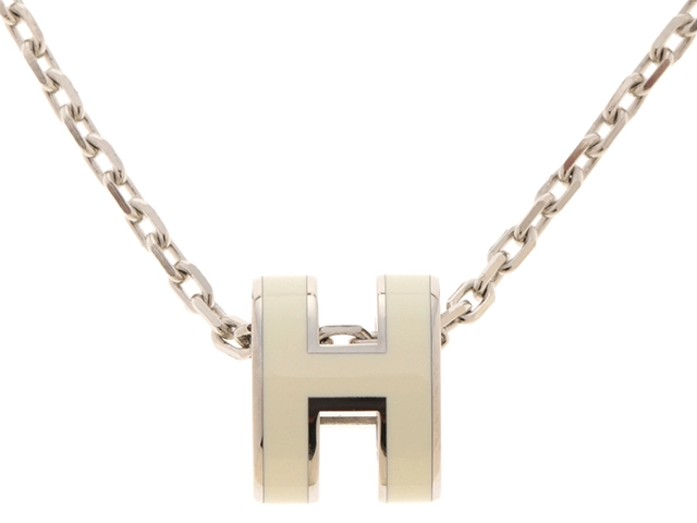 HERMES　エルメス　ポップアッシュ・ミニネックレス　ホワイト　ステンレス　2143000688491　【432】