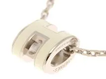 HERMES　エルメス　ポップアッシュ・ミニネックレス　ホワイト　ステンレス　2143000688491　【432】