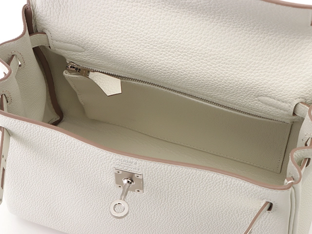 HERMES エルメス ケリー25 内縫い ハンドバッグ トゴ マッシュルーム シルバー金具【434】
