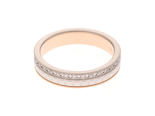 BOUCHERON ブシュロン キャトル リング K18 WG PG セラミック ダイヤモンド #50 2.6g【473】