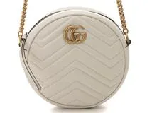 GUCCI 　グッチ 　GGマーモント 　ラウンドミニショルダーバッグ 　 ホワイト　 レザー 　550154 　【436】　2143000691804