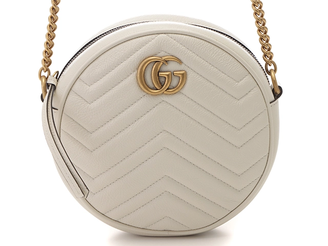 GUCCI グッチ GGマーモント ラウンドミニショルダーバッグ ホワイト レザー 550154 【436】 2143000691804  の購入なら「質」の大黒屋（公式）