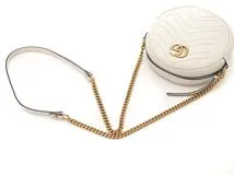 GUCCI 　グッチ 　GGマーモント 　ラウンドミニショルダーバッグ 　 ホワイト　 レザー 　550154 　【436】　2143000691804