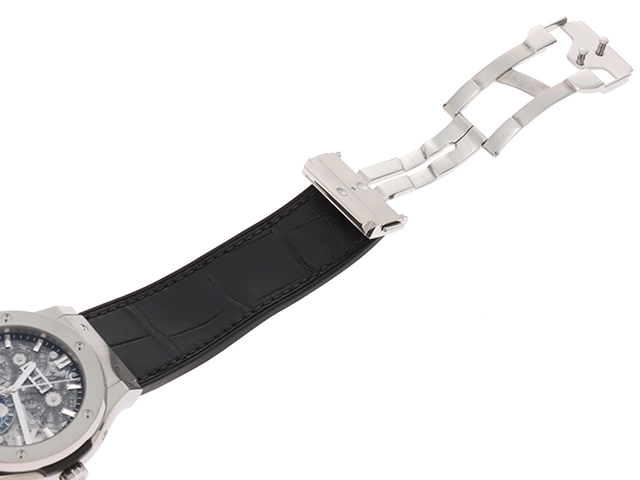 HUBLOT ウブロ 腕時計 2018年正規品 クラシック・フュージョン アエロフュージョン ムーンフェイズ 517.NX.0170.LR チタニウム/ラバー/アリゲーター スケルトン文字盤 自動巻き【472】SJ