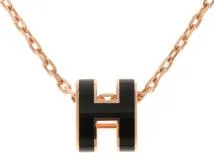 HERMES エルメス ネックレス ポップアッシュ・ミニネックレス ブラック/ピンクゴールドプレーテッド 2143000692313 【472】H  の購入なら「質」の大黒屋（公式）