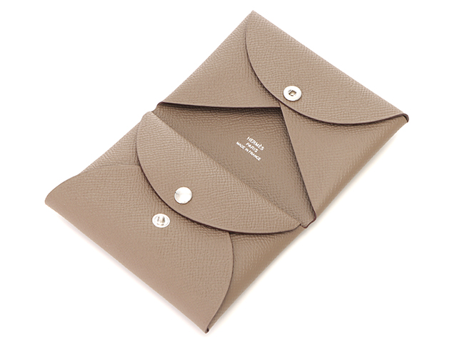 【未使用品】エルメス カルヴィ カードケース 名刺入れ エトゥープ B刻印 HERMES - 【本物保証】 箱付 新品同様 エルメス HERMES カルヴィ