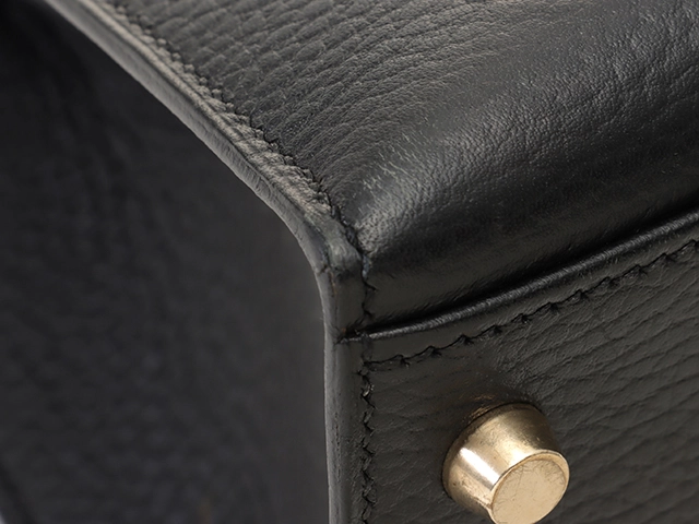 HERMES　エルメス　ケリー32　ブラック　ゴールド金具　アルデンヌ　外縫い　□E刻印　2001年頃製造　【431】2143000694430