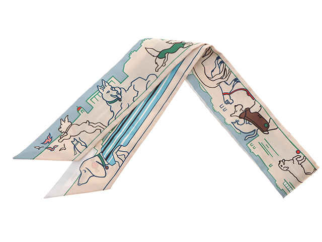 HERMES エルメス ツイリー LES CHIENS PARISIENS シルク