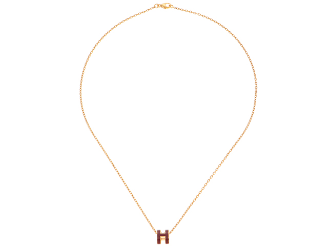 HERMES エルメス ポップアッシュ・ミニネックレス ルージュ GP