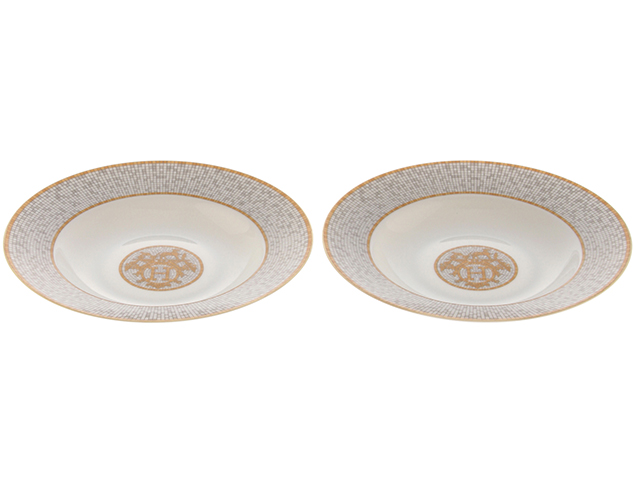 エルメス HERMES スーププレート〈モザイク24〉プラチナ　2枚　新品未使用 スーププレート 〈モザイク 24〉 プラチナ | Hermès - エルメス-公式サイト