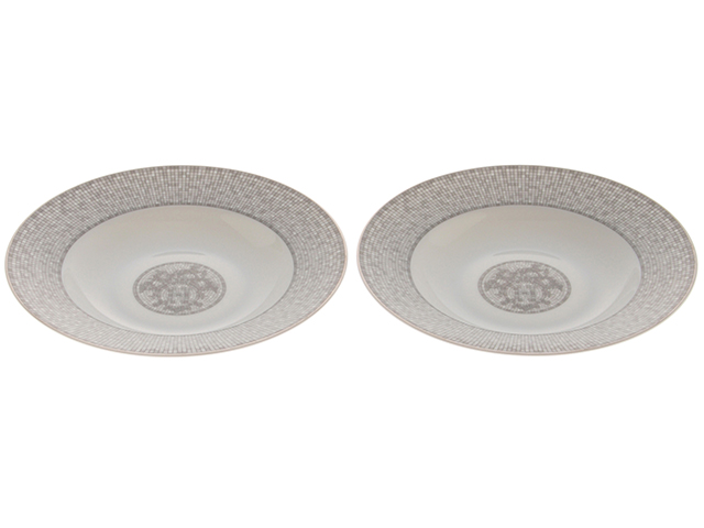 HERMES エルメス 小物 モザイク24 スーププレート 2枚セット ホワイト