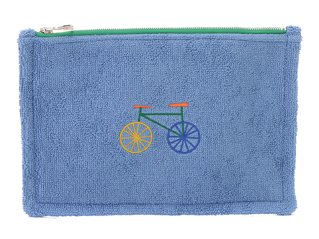 HERMES エルメス ポーチ レ・カバン フラットポーチPM 自転車 コットン ブルー/グリーン/シルバー色金具【472】SJ  の購入なら「質」の大黒屋（公式）